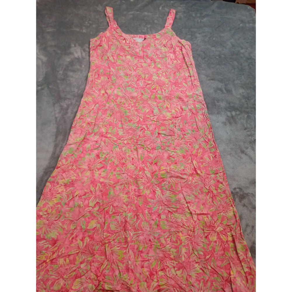 Nomadic Traders Babydoll Midi Dress Sz L Pink Floral Ruffle Smock Coquette Fairy
